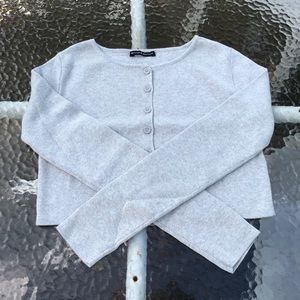 brandy melville heather grey athelia knit top